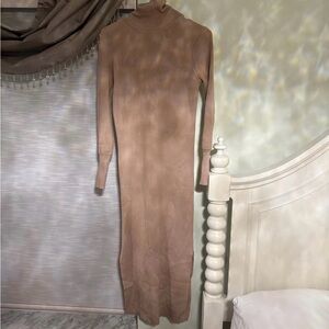 Nasty Gal Camel Brown Long Sleeve Maxi Dress